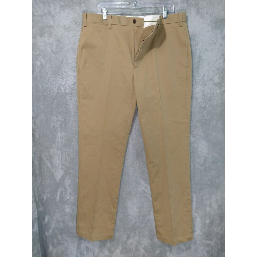 Orvis Pants Mens 36 x 32 Beige Chino Flat Front Mid Rise Cotton Casual Preppy - Picture 1 of 9